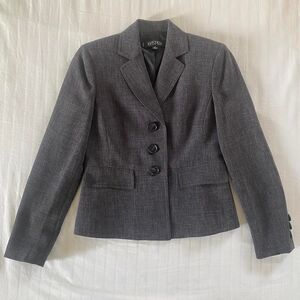 Kasper Dark Gray Vintage Blazer Jacket with Satin Lining size 2P
